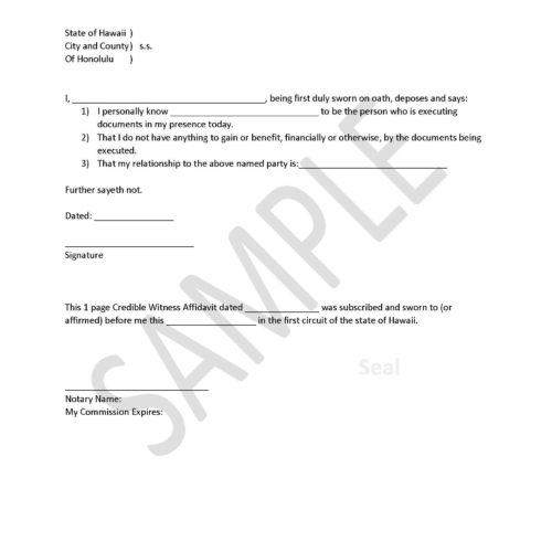 Credible Witness Affidavit